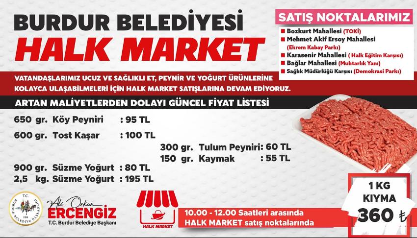 Burdur Halk Market'te Fiyatlar Güncellendi