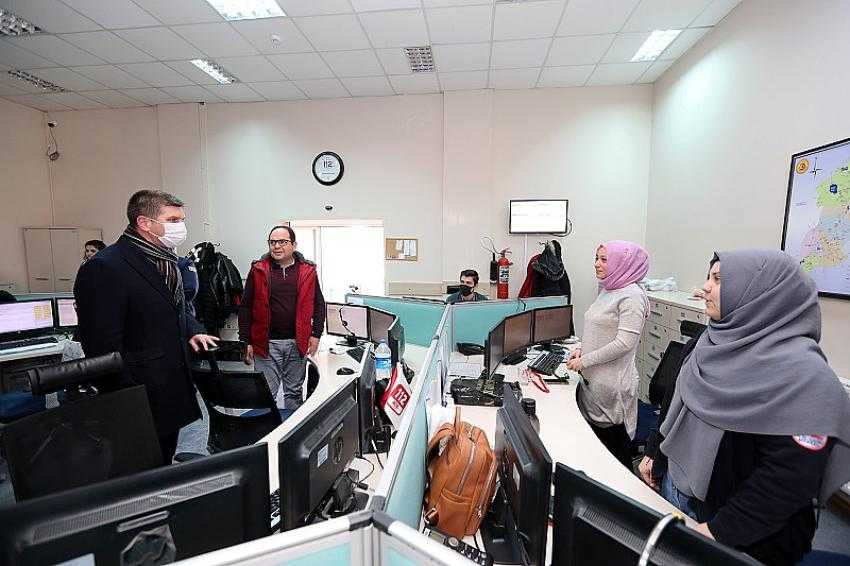 Başkan Ercengiz, 112 Acil Çağrı Merkezini Ziyaret Etti