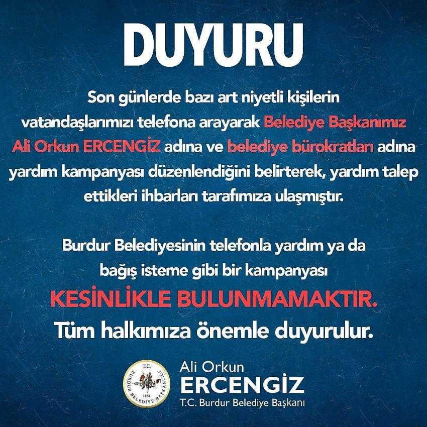Dolandırıcılar Başkan Ercengiz'in Adını Kullanıyor Sakın İnanmayın!