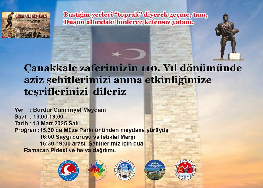 Çanakkale Zaferi’nin 110’uncu Yılı Burdur’da Coşkuyla Kutlanacak