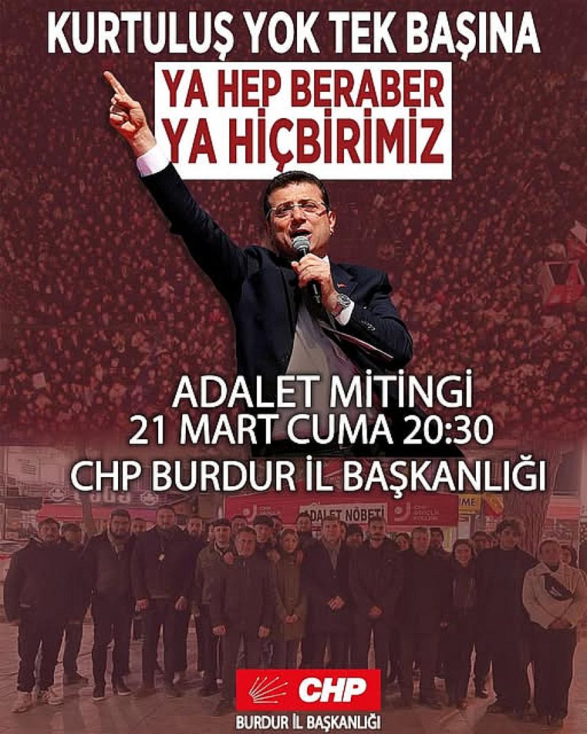 Burdur'da Adalet Mitingi Düzenlenecek