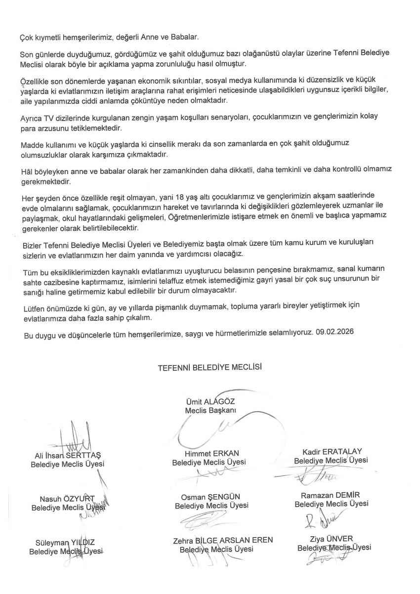 Tefenni’de Ortak Ses: "Pişman Olmamak İçin Evlatlarımıza Sahip Çıkalım"