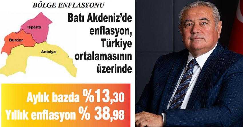 BATI AKDENİZ’DE ENFLASYON, TÜRKİYE ORTALAMASININ ÜZERİNDE