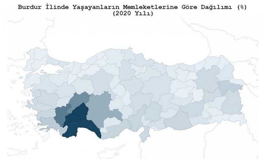 Burdur'da Diğer İllerden Kaç Kişi Yaşıyor ?