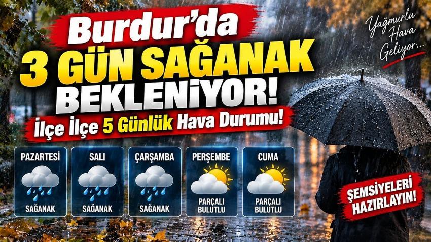 Burdur’da 3 Gün Sağanak Bekleniyor! İlçe İlçe Hava Durumu