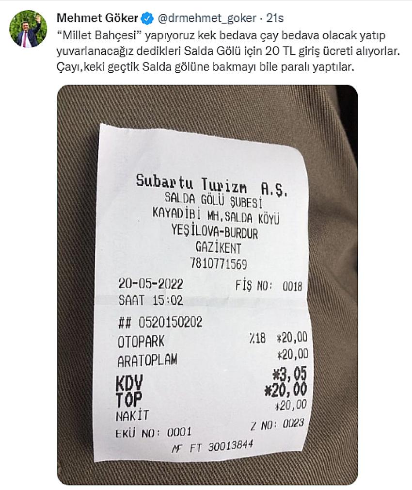 GÖKER SOSYAL MEDYADA PAYLAŞTI SALDA’YA GİRİŞ ÜCRETİ KALDIRILDI