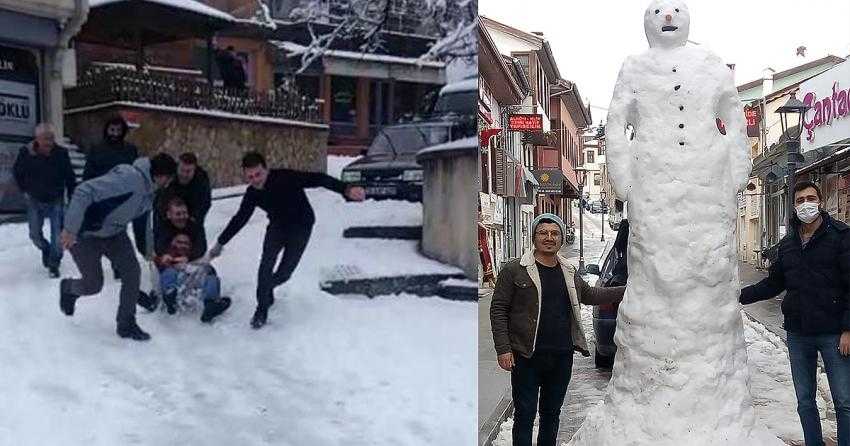 BURDUR’DA ESNAFIN KAR KEYFİ