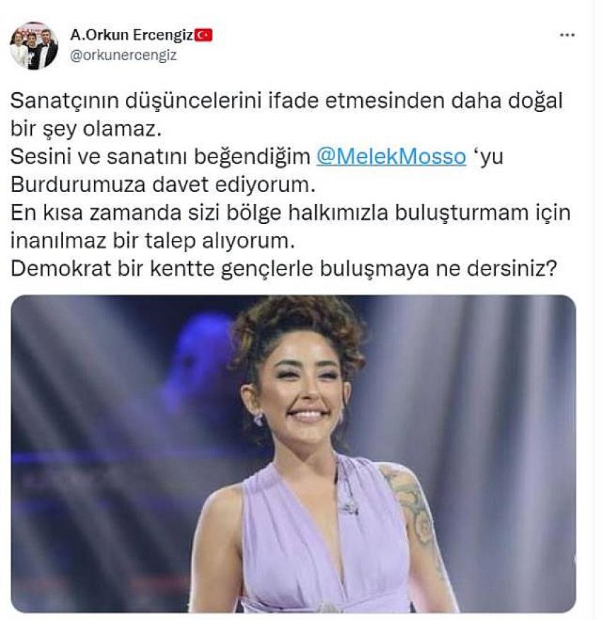 Melek Mosso'ya Burdur Belediye Başkanı Ercengiz'den davet