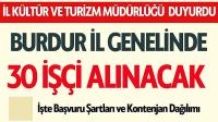 Burdur Kültür ve Turizm Müdürlüğü Personel Alacak