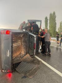 Burdur'da Araç Devrildi, Yaralı Hastaneye Kaldırıldı