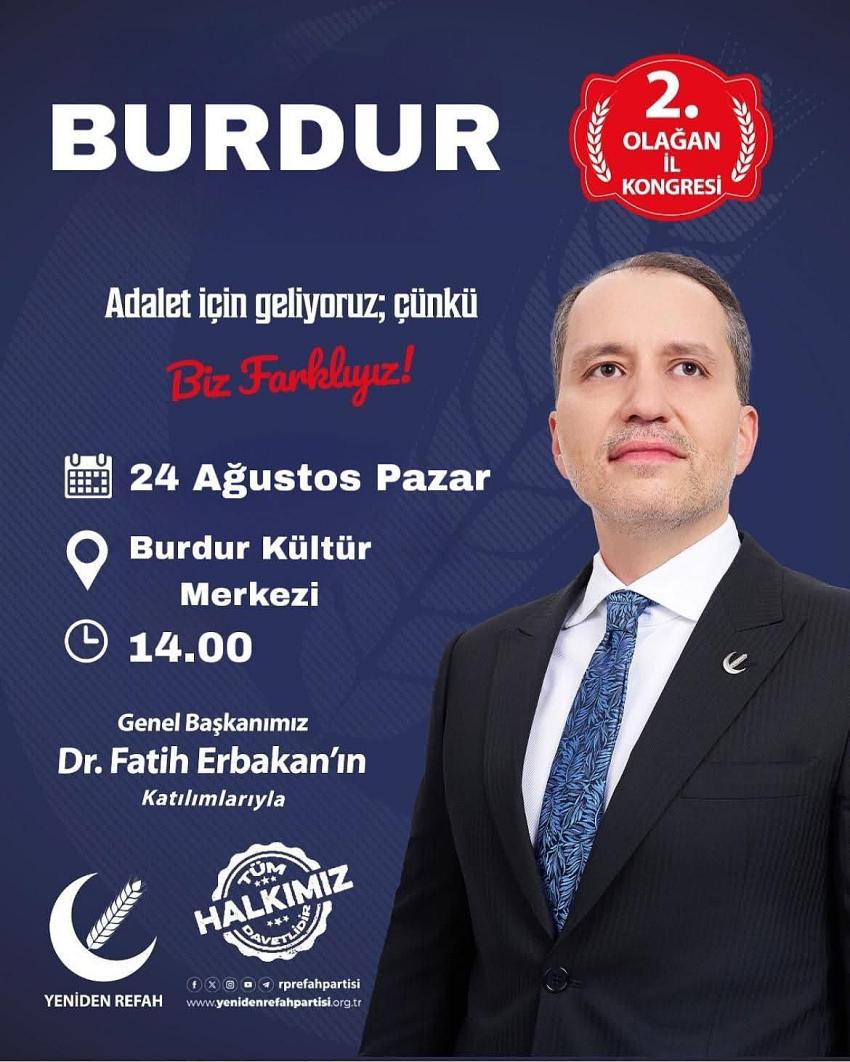 Fatih Erbakan, Burdur'a Geliyor