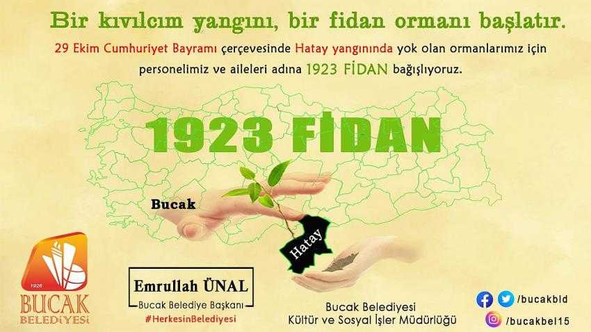 BUCAK’TAN HATAY’A 1923 FİDAN