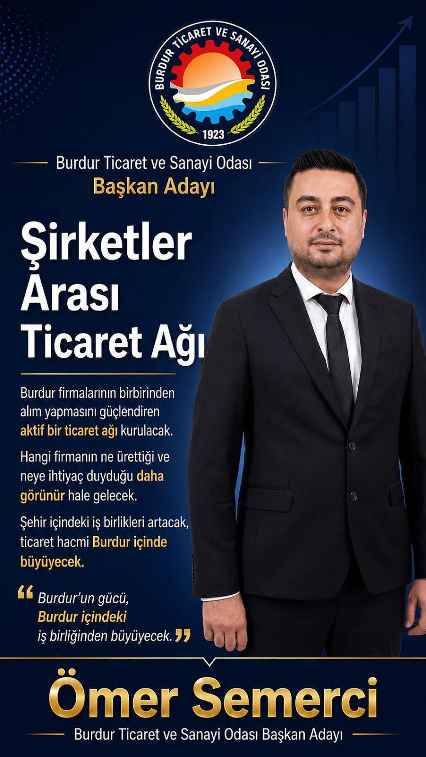 Burdur’da ticareti değiştirecek projeyi BUTSO Başkan Adayı Ömer Semerci duyurdu: Firmalar artık birbirinden alışveriş yapacak