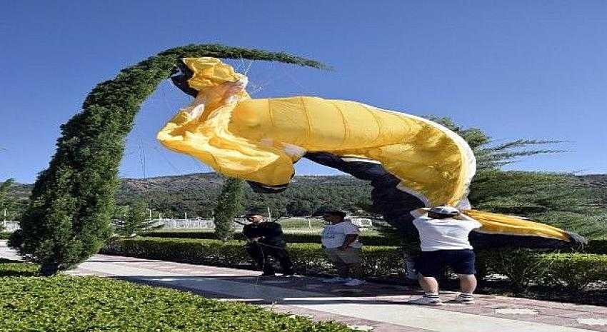 Yer Çalışması Yaparken Paraşüt Çam Ağacına Takıldı